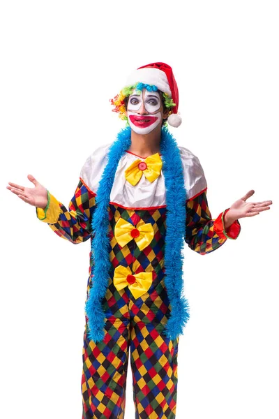 Jeune drôle de clown comédien isolé sur blanc — Photo