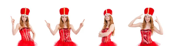 Fille aux cheveux roux en costume de carnaval isolé sur blanc — Photo