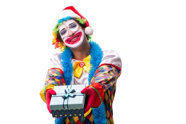 Junge lustige Clown-Komiker isoliert auf weiß — Stockfoto