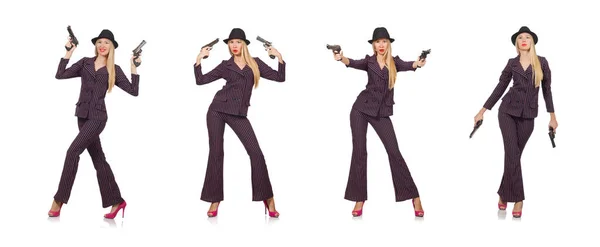 Mujer gangster con pistola en concepto vintage — Foto de Stock