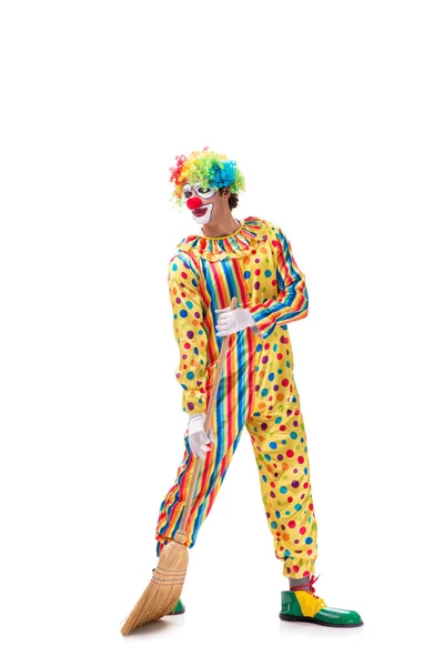 Śmieszny klaun izolowany na białym tle — Zdjęcie stockowe