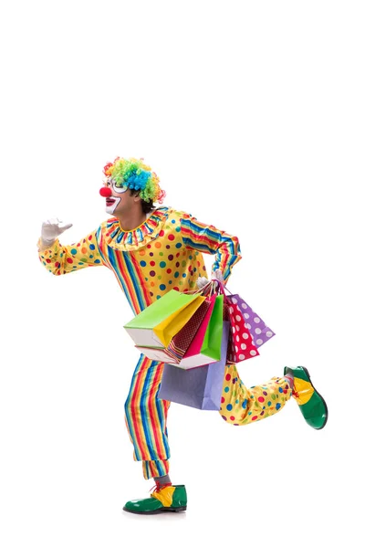 Grappige clown geïsoleerd op witte achtergrond — Stockfoto