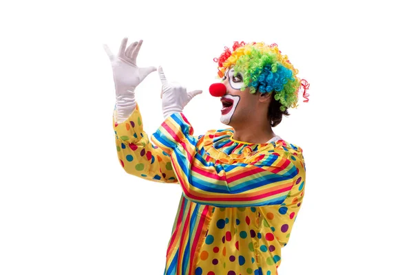 Grappige clown geïsoleerd op witte achtergrond — Stockfoto