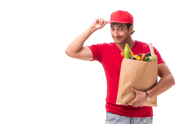 Konzept der Lieferung von Einkäufen isoliert auf weißem Hintergrund — Stockfoto