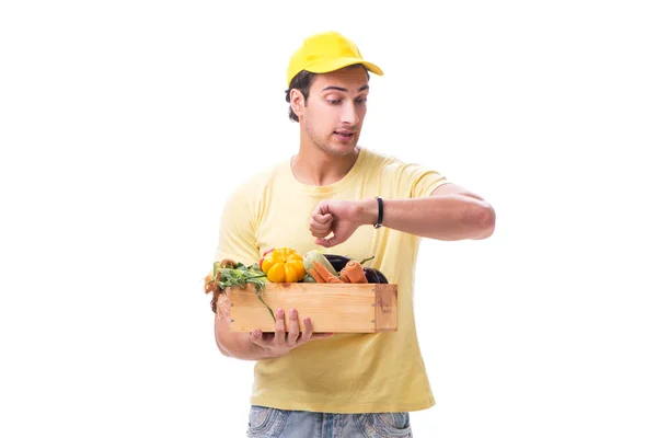 Conceito de entrega de compras isolado no fundo branco — Fotografia de Stock