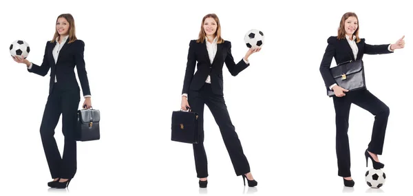 Businesslady con bola en blanco —  Fotos de Stock