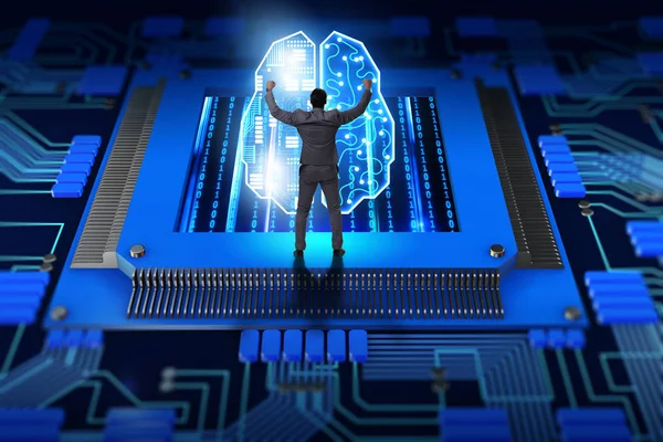 Concepto de computación cognitiva como tecnología futura con el mundo empresarial — Foto de Stock