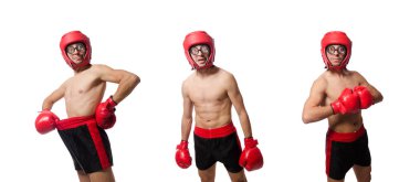 Beyaz tenli komik boksör.