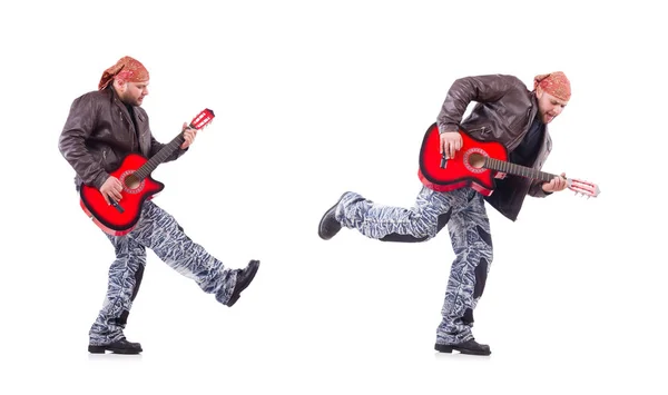 Guitarrista isolado em branco — Fotografia de Stock