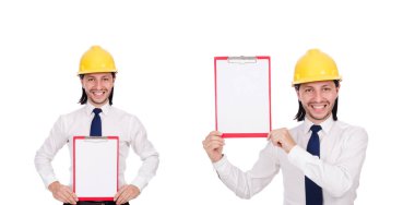 Genç mimar beyaz üzerine izole edilmiş