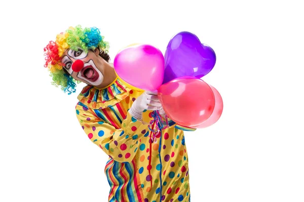 Rolig clown isolerad på vit bakgrund — Stockfoto