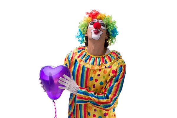 Rolig clown isolerad på vit bakgrund — Stockfoto