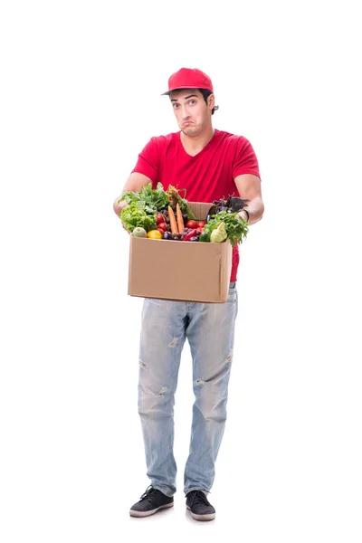 Begreppet shopping leverans isolerad på vit bakgrund — Stockfoto