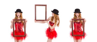 Resim çerçevesi üzerinde beyaz izole ile güzel peri