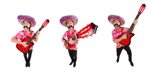 Mexican guitar player isolated on the white — Stock Photo, Image