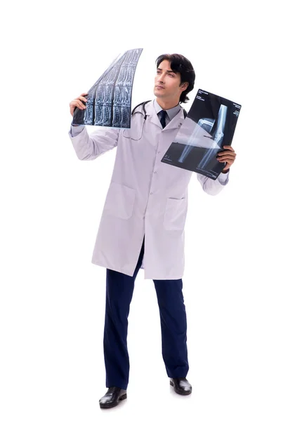 Ung snygg läkare radiolog isolerade i vitt — Stockfoto