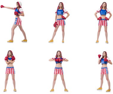 Genç bayan boksör, beyaz tenli. 