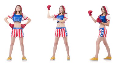 Genç bayan boksör, beyaz tenli. 