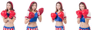 Genç bayan boksör, beyaz tenli. 