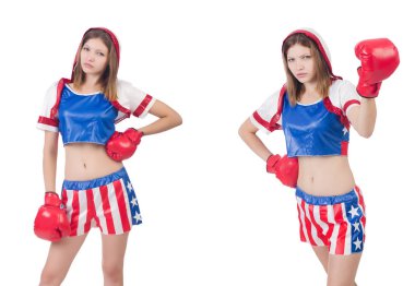 Genç bayan boksör, beyaz tenli. 
