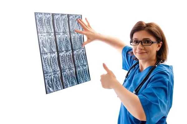 Ärztin Radiologe isoliert auf weiß — Stockfoto