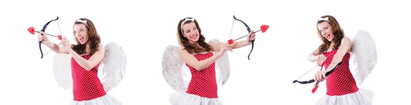 Wanita dengan busur dalam konsep valentine — Stok Foto