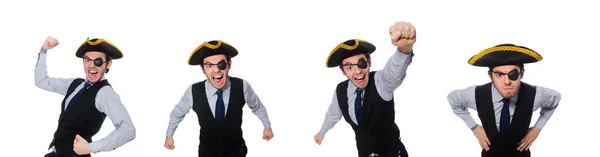 One-Eyed man met tricorn geïsoleerd op wit — Stockfoto