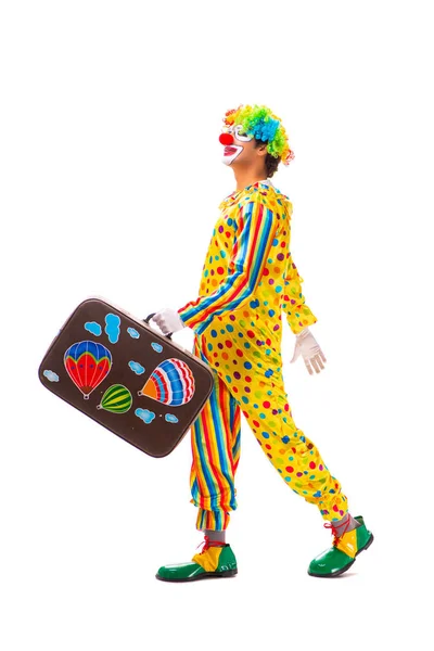 Mannelijke clown geïsoleerd op wit — Stockfoto