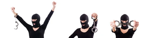 Young female criminal with handcuffs — Stock Photo, Image