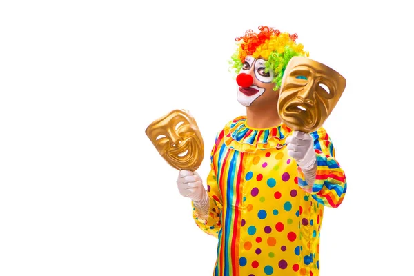 Mannelijke clown geïsoleerd op wit — Stockfoto