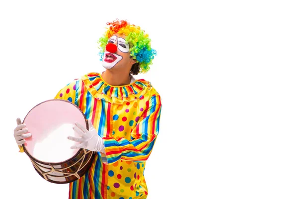 Clown maschio isolato su bianco — Foto Stock