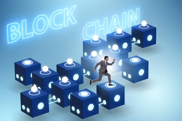 Blockchain conceito inovador com empresário — Fotografia de Stock
