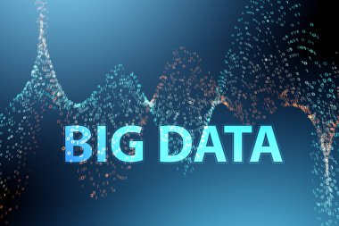 Büyük veri ve veri madenciliği konsepti çizimi - 3D görüntüleme