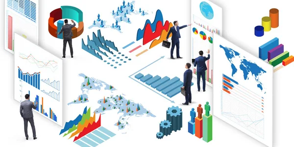 Biznesmen w wizualizacji biznesu i koncepcji infografiki — Zdjęcie stockowe