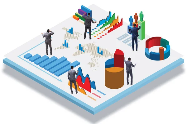 Empresário no conceito de infográficos de negócios — Fotografia de Stock