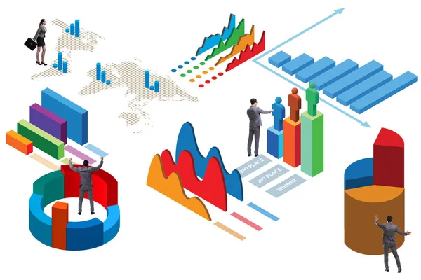 Biznesmen w analityce biznesowej koncepcja infografiki — Zdjęcie stockowe