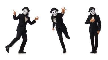 Adam korkutucu maskesi üzerine beyaz izole