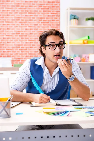 Young designer freelancer working on new project — Stock Photo, Image