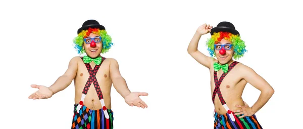 Grappige clown geïsoleerd op de witte achtergrond — Stockfoto