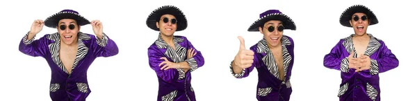 Uomo divertente che indossa sombrero e occhiali — Foto Stock