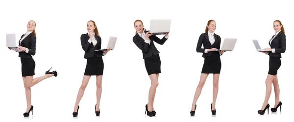 Businesswoman s notebookem izolované na bílém — Stock fotografie