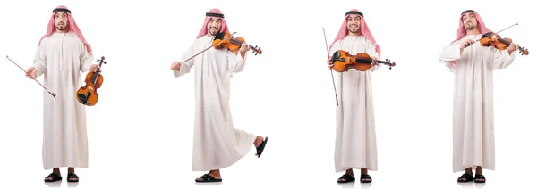 Arab ember játszik hegedű elszigetelt fehér — Stock Fotó