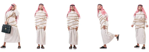 Arab man tied up with rope — Stock Photo, Image