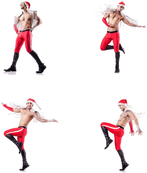 Dansa naken santa isolerad på vit — Stockfoto