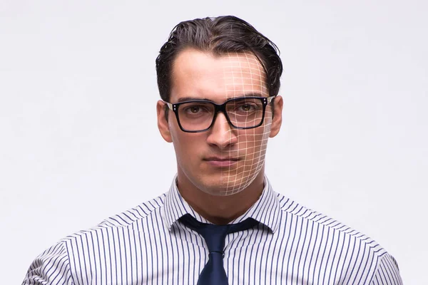 Gesichtserkennungskonzept mit Geschäftsmann-Porträt — Stockfoto