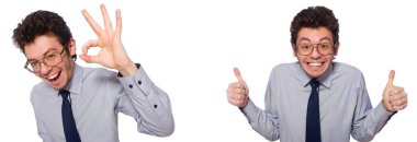 Beyaz genç işadamı ile kolaj