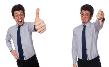 Beyaz genç işadamı ile kolaj