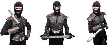 Zırh takım elbiseli Genç komik adam 