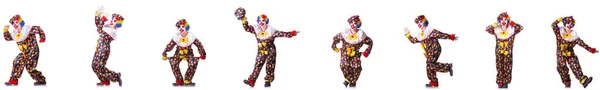 Buffo maschio clown isolato su bianco — Foto Stock