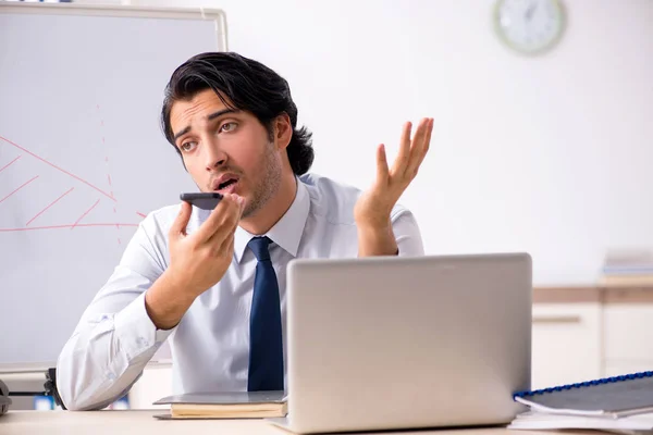 Young Handsome Financial Speciaist Front White Board — Stock Photo, Image